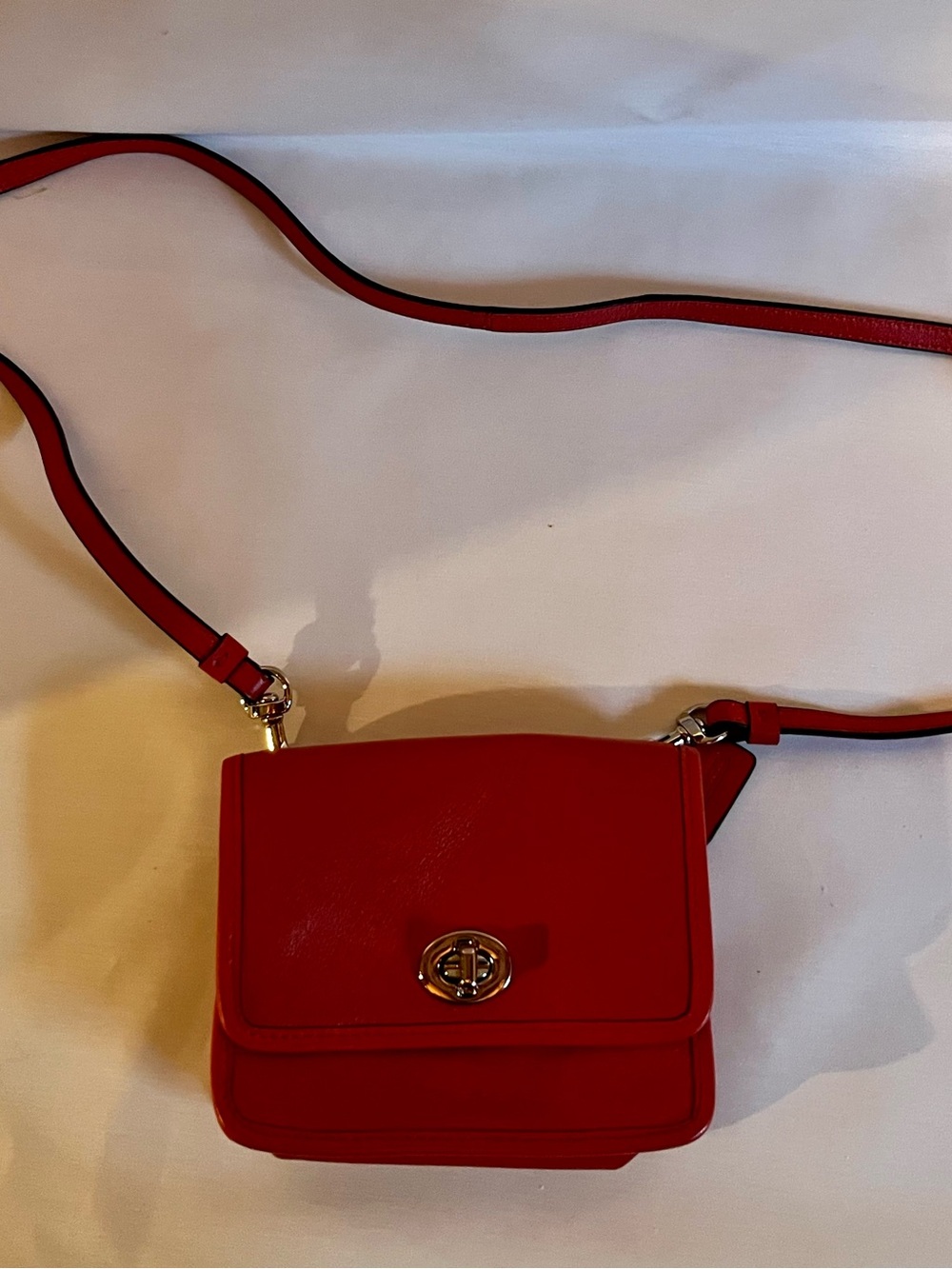 Coach Burnt Orange / Red Mini Crossbody with Turn-Lock Detail